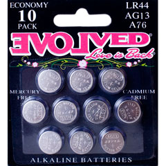 Evolved 10 Pack LR44 Button Cell Batteries