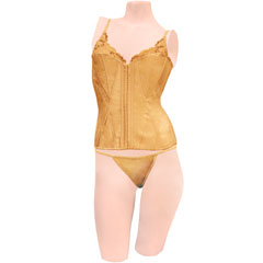Dear Lady Collection Corset with Lace Cups and Matching Panty, Size 32, Gold Dear Lady Collection Corset with Lace Cups and Matching Panty, Size 32, Gold