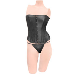 Dear Lady Clubwear Lace Up Back Strapless Corset and G-String Set, Size 36, Black Dear Lady Clubwear Lace Up Back Strapless Corset and G-String Set, Size 36, Black