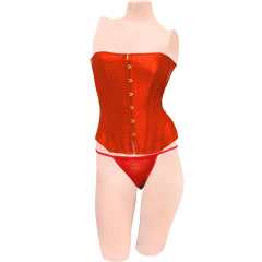 Dear Lady Clubwear Lace Up Back Strapless Corset and G-String Set, Size 32, Red Dear Lady Clubwear Lace Up Back Strapless Corset and G-String Set, Size 32, Red