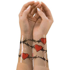 Reusable Designer Bondage Tape with Barbed Wire Hearts, 30 Feet Reusable Designer Bondage Tape with Barbed Wire Hearts, 30 Feet
