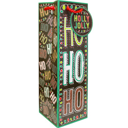 Jillson Roberts HO-HO-HO Christmas Wine or Toys Gift Bag, Green Jillson Roberts HO-HO-HO Christmas Wine or Toys Gift Bag, Green