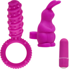 Icon Brands Simply Silicone Love Button Kit and Bunny Sleeve, Magenta Icon Brands Simply Silicone Love Button Kit and Bunny Sleeve, Magenta