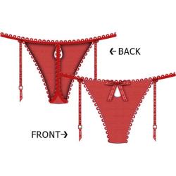 Necessary Objects Temptress Keyhole G-String Panty with Garters, Medium, Red Necessary Objects Temptress Keyhole G-String Panty with Garters, Medium, Red
