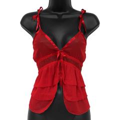 Necessary Objects Take a Bow Slit and Sheer Cami, Large, Red Necessary Objects Take a Bow Slit and Sheer Cami, Large, Red