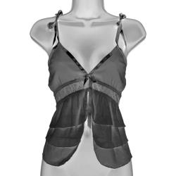 Necessary Objects Take A Bow Slit and Sheer Cami, Small, Black Necessary Objects Take A Bow Slit and Sheer Cami, Small, Black