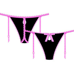 Necessary Objects Temptress Keyhole G-String Panty with Garters, Small, Pink/Black Necessary Objects Temptress Keyhole G-String Panty with Garters, Small, Pink/Black