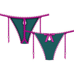 Necessary Objects Temptress Keyhole G-String Panty with Garters, Large, Blue/Pink Necessary Objects Temptress Keyhole G-String Panty with Garters, Large, Blue/Pink