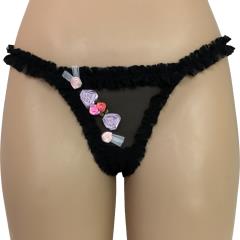 Fairy Princess Rosettes and Ruffles Thong, Small, Black Fairy Princess Rosettes and Ruffles Thong, Small, Black
