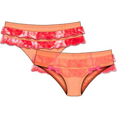 Rose Garden Cheeky Bikini with Ruffled Rear, Large, Orange Rose Garden Cheeky Bikini with Ruffled Rear, Large, Orange