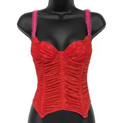 Necessary Objects Cherry Pie Underwire and Boning Bustier with Garters, 34C, Red Necessary Objects Cherry Pie Underwire and Boning Bustier with Garters, 34C, Red