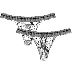 Silver Screen Ruffled Waist Thong Medium Silver Screen Ruffled Waist Thong Medium