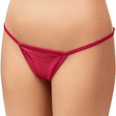 Mesh Thong with Beaded Back and Heart Charm, One Size, Magenta Mesh Thong with Beaded Back and Heart Charm, One Size, Magenta
