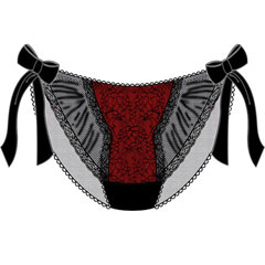 Necessary Objects Take A Bow Scalloped and Sheer Bikini, Medium, Black Necessary Objects Take A Bow Scalloped and Sheer Bikini, Medium, Black