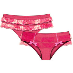 Necessary Objects Rose Garden Cheeky Bikini with Ruffles, Small, Fuchsia Necessary Objects Rose Garden Cheeky Bikini with Ruffles, Small, Fuchsia