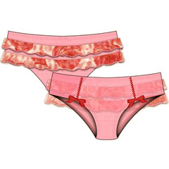Rose Garden Cheeky Bikini with Ruffled Rear, Small, Pink Rose Garden Cheeky Bikini with Ruffled Rear, Small, Pink