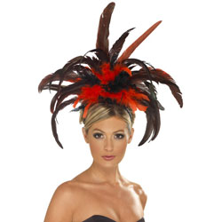 Burlesque Headband with Feather Plumes, One Size, Red/Black Burlesque Headband with Feather Plumes, One Size, Red/Black