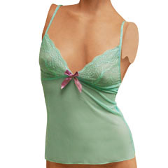 Floral Sheer Lace Camisole with Flirty Bow, Large, Sea Green Floral Sheer Lace Camisole with Flirty Bow, Large, Sea Green