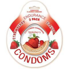 Endurance Flavored Condom, 3 Pack, Strawberry Endurance Flavored Condom, 3 Pack, Strawberry