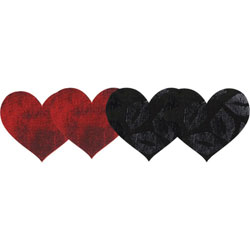 Peekaboos Stolen Kisses Hearts Self Adhesive Pasties, 2 Pair Pack, Red/Black Peekaboos Stolen Kisses Hearts Self Adhesive Pasties, 2 Pair Pack, Red/Black