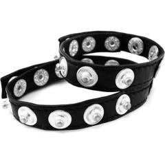 Rouge Double Multi Snap Leather Cock Strap, Black Rouge Double Multi Snap Leather Cock Strap, Black
