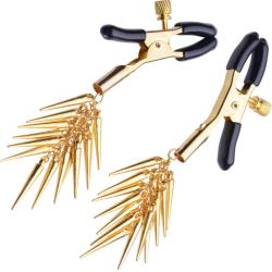 Lure Adjustable Nipple Clamps with Gold Spikes, 4 Inch, Gold Lure Adjustable Nipple Clamps with Gold Spikes, 4 Inch, Gold