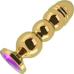 Rich Sparkling Metal Anal Plug, 5 Inch, Gold Beaded/Sapphire Rich Sparkling Metal Anal Plug, 5 Inch, Gold Beaded/Sapphire