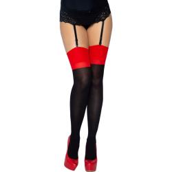 Leg Avenue Emma Contrast Cuban Heel Stockings, One Size, Black Leg Avenue Emma Contrast Cuban Heel Stockings, One Size, Black