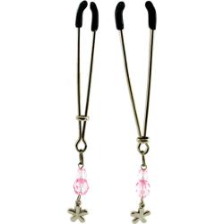 Sex Kitten Tweezer Clamps with Beads and Flower Charms, 3 Inch, Pink Sex Kitten Tweezer Clamps with Beads and Flower Charms, 3 Inch, Pink
