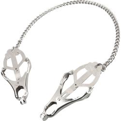 Lux Fetish Japanese Clover Nipple Clamps, Silver Lux Fetish Japanese Clover Nipple Clamps, Silver