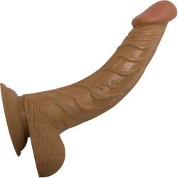 RealSkin Latin American Whoppers Curved Dong with Balls, 8 Inch, Brown RealSkin Latin American Whoppers Curved Dong with Balls, 8 Inch, Brown