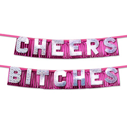 Pipedream Bachelorette Party Favors Cheers Bitches Party Banner, Pink/Silver Pipedream Bachelorette Party Favors Cheers Bitches Party Banner, Pink/Silver