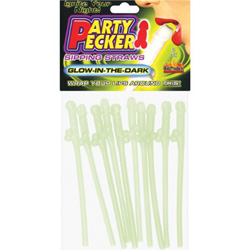 Party Pecker Sipping Straws, 10 pcs Set, Glow-in-the-Dark Party Pecker Sipping Straws, 10 pcs Set, Glow-in-the-Dark