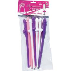 Bachelorette Party Pecker Straws 10 Pieces, Assorted Colors Bachelorette Party Pecker Straws 10 Pieces, Assorted Colors