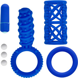 Icon Brands Simply Silicone 10 Function Couples Kit, Blue Icon Brands Simply Silicone 10 Function Couples Kit, Blue