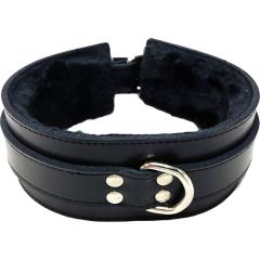 Rouge Furry Lined Leather Collar, Black Rouge Furry Lined Leather Collar, Black