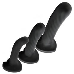 Temptasia Twist Dildos with Heart Base Set, Black Temptasia Twist Dildos with Heart Base Set, Black
