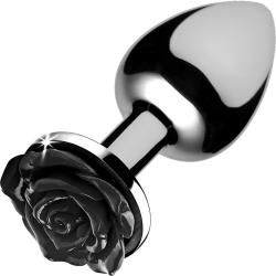Booty Sparks Black Rose Anal Plug, 3 Inch, Silver/Black Booty Sparks Black Rose Anal Plug, 3 Inch, Silver/Black
