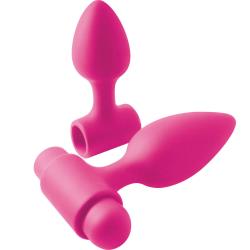 INYA Vibes-O-Spades Rechargeable Butt Plugs Set of 2, Pink INYA Vibes-O-Spades Rechargeable Butt Plugs Set of 2, Pink