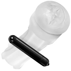 Happy Ending Shower Stroker Vibrating Self Lubricating Masturbator, Clear Mouth Happy Ending Shower Stroker Vibrating Self Lubricating Masturbator, Clear Mouth