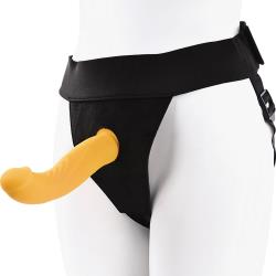 Gender X Sweet Embrace Vibrating Strap-On Set with Remote. 7 Inch, Yellow Gender X Sweet Embrace Vibrating Strap-On Set with Remote. 7 Inch, Yellow