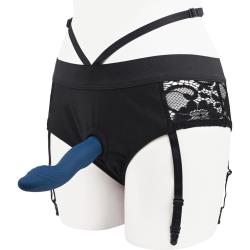 Gender X Snuggle Up Vibrating Strap-On Set with Remote. 7.25 Inch, Blue Gender X Snuggle Up Vibrating Strap-On Set with Remote. 7.25 Inch, Blue