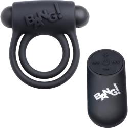 Bang! Remote Control 28X Vibrating Cock Ring and Bullet, Black Bang! Remote Control 28X Vibrating Cock Ring and Bullet, Black