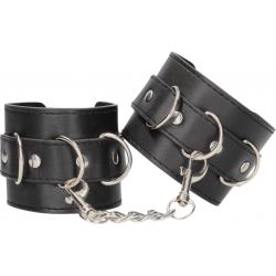 Ouch! Black & White Bonded Leather Hand or Ankle Cuffs with Adjustable Straps, Black Ouch! Black & White Bonded Leather Hand or Ankle Cuffs with Adjustable Straps, Black
