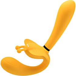 Evolved Monarch Rechargeable Silicone Vibrating Strapless Strap-On, Yellow Evolved Monarch Rechargeable Silicone Vibrating Strapless Strap-On, Yellow