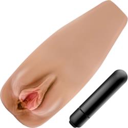 M Elite Soft and Wet Renata Vibrating Stroker, Mocha M Elite Soft and Wet Renata Vibrating Stroker, Mocha