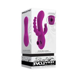 Evolved Fourgasm Rechargeable Triple Stim Silicone Vibe with Suction, 8.75 Inch, Purple Evolved Fourgasm Rechargeable Triple Stim Silicone Vibe with Suction, 8.75 Inch, Purple