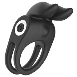 Enhancer Vibrating Rabbit Silicone C-Ring for Couples, Black Enhancer Vibrating Rabbit Silicone C-Ring for Couples, Black