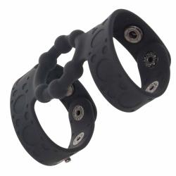 Magic Beaded Silicone Cock Ring with Adjustable Ball Straps, Black Magic Beaded Silicone Cock Ring with Adjustable Ball Straps, Black