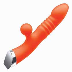 Intruder Thrusting Dual-Stimulation Silicone Pleasure Vibrator, 9 Inch, Orange Intruder Thrusting Dual-Stimulation Silicone Pleasure Vibrator, 9 Inch, Orange
